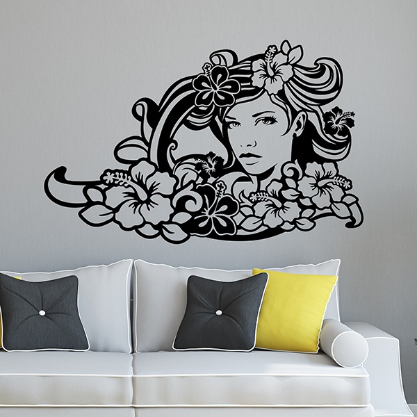 Vinilos Decorativos: Floral surfero sirena