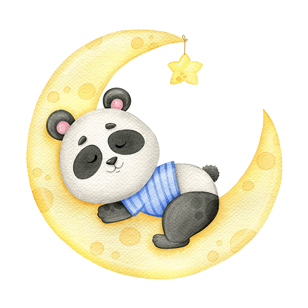 Vinilos Infantiles: Oso Panda Duerme sobre la Luna