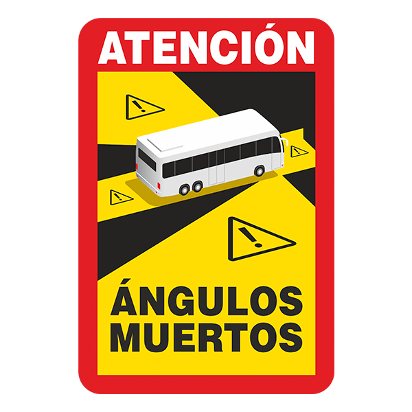 Pegatinas: Atención Ángulos Muertos para Autobús en Español