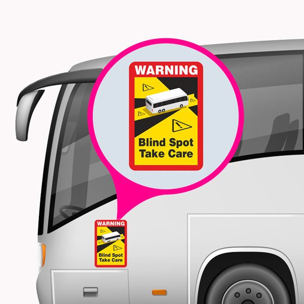 Pegatinas: Warning, Blind Spot Take Care Autobús