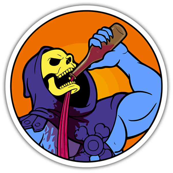 Pegatinas: Skeletor bebe cerveza