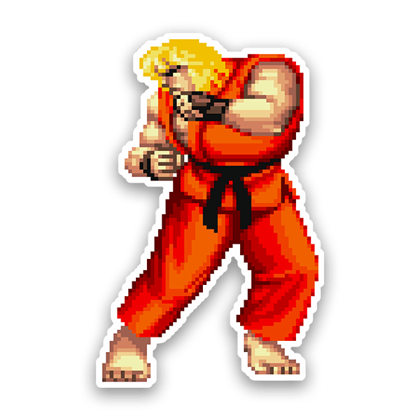 Pegatinas: Street Fighter Ken Pixel 16 Bits