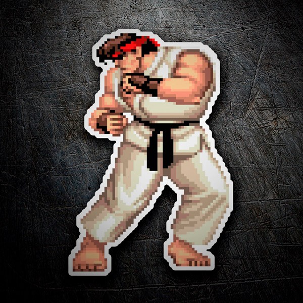 riega la flor violencia T Pegatina Street Fighter Ryu Pixel 16 Bits | TeleAdhesivo.com