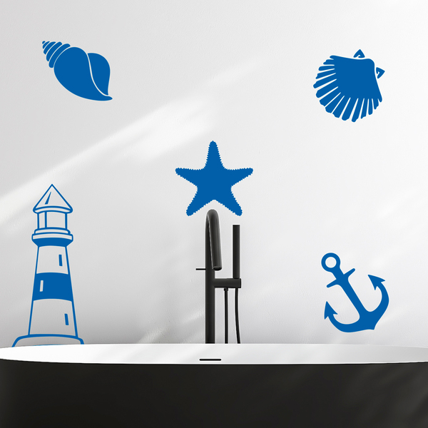 Vinilo decorativo para baños Símbolos marineros