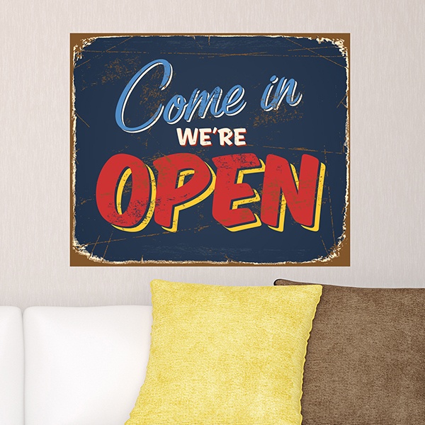 Vinilos Decorativos: Señal retro Come in We are open