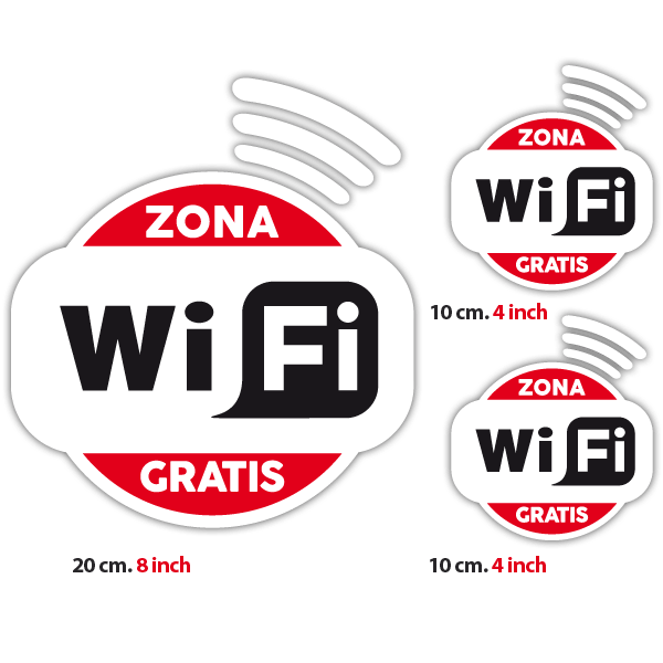 Vinilos Decorativos: Zona Wifi Gratis - Pack 3 pegatinas
