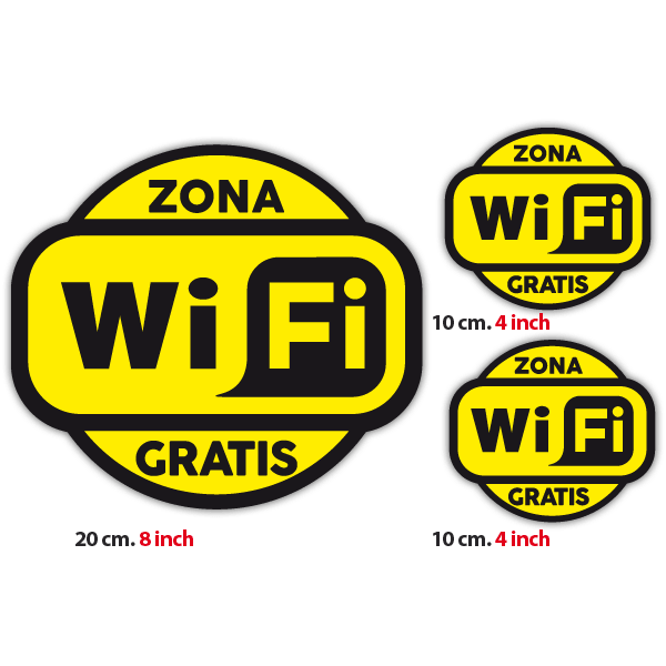 Vinilos Decorativos: Zona Wifi Gratis 2 - Pack 3 pegatinas