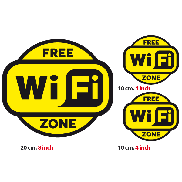 Vinilos Decorativos: Free Wifi Zone 2 - Pack 3 pegatinas