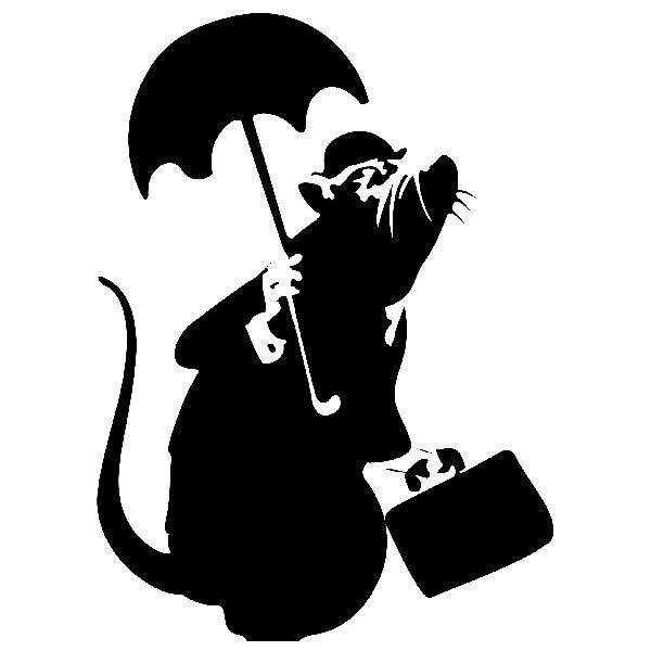 Vinilos Decorativos: Rata con paraguas de Banksy