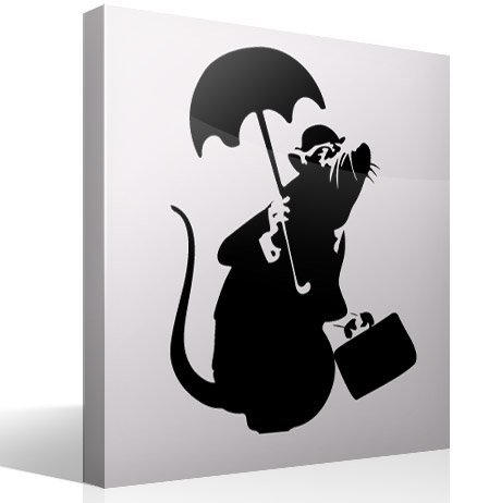 Vinilos Decorativos: Rata con paraguas de Banksy