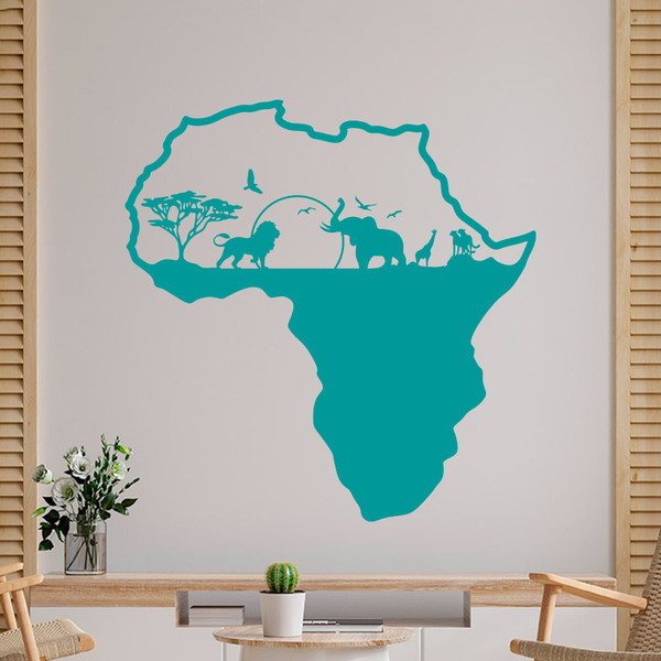Vinilos Decorativos: Silueta África Skyline Animales