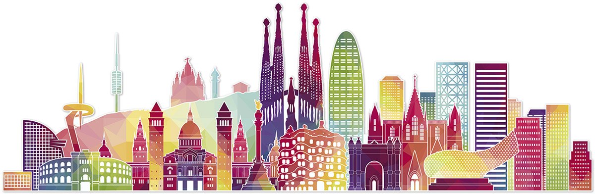 Vinilos Decorativos: Skyline Barcelona Color