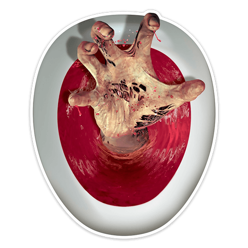 Vinilos Decorativos: Mano zombie saliendo del wáter
