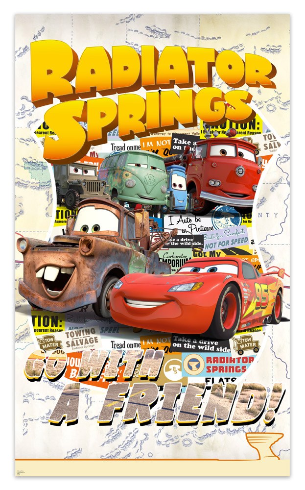 Poster Adhesivo de Radiator Springs - Disney Cars