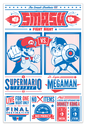 Vinilos Decorativos: Póster adhesivo Mario Bros vs Megaman
