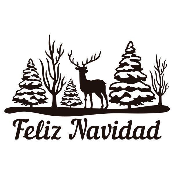 Vinilos Decorativos: Árboles, ciervo y Feliz Navidad