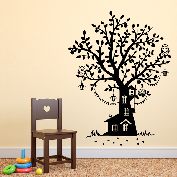 Vinilos Infantiles: Casa del árbol de Búhos