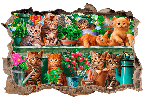 Vinilos Decorativos: Agujero Gatitos
