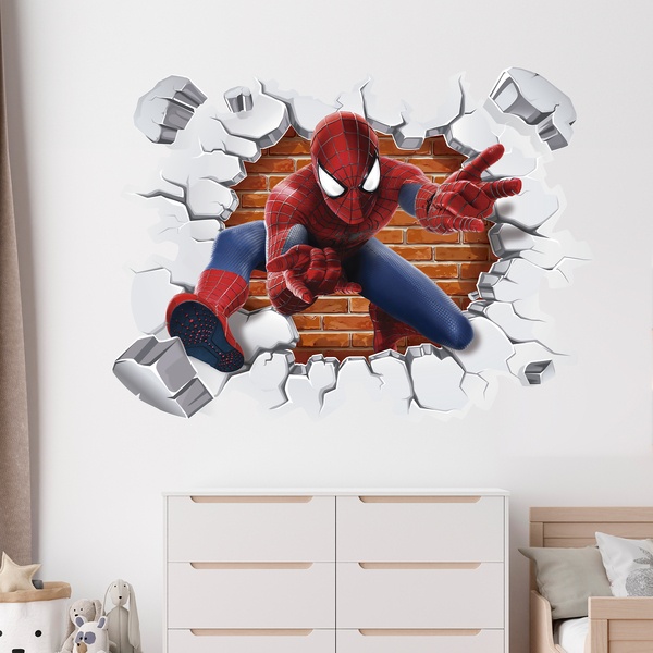 Vinilos Infantiles: Agujero pared Spiderman