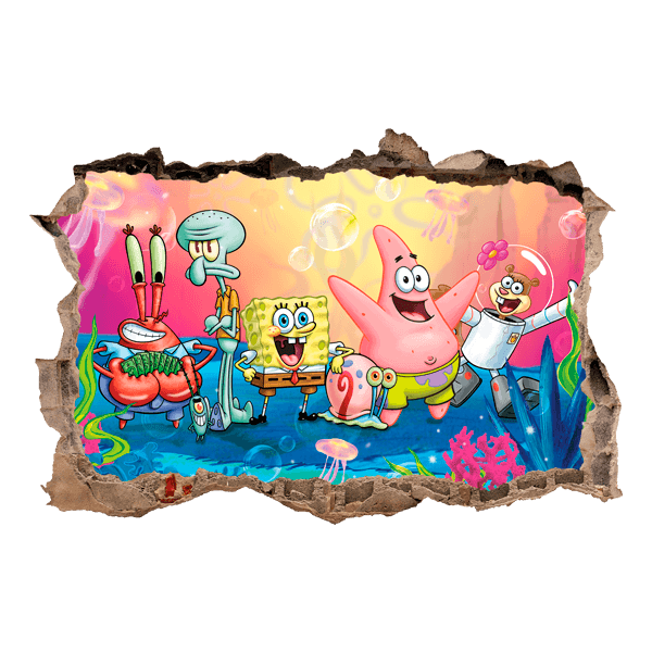 Vinilos Decorativos: Agujero Bob Esponja y sus amigos