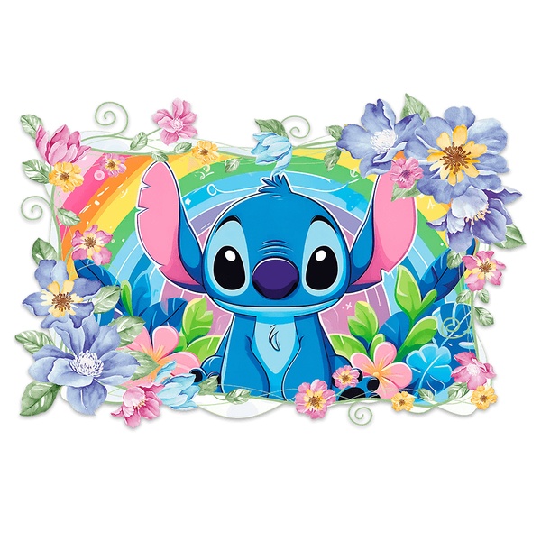 Vinilos Infantiles: Stitch Rainbow Floral