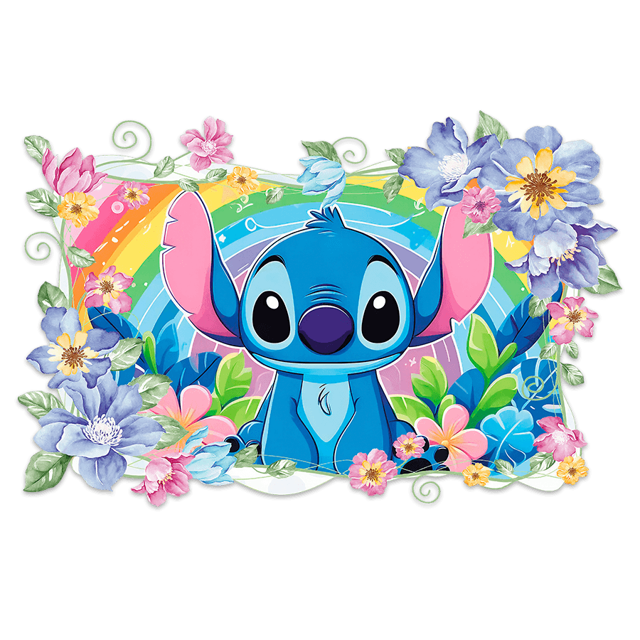 Vinilos Infantiles: Stitch Rainbow Floral