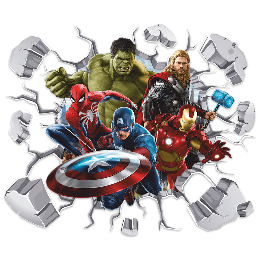 Vinilos Infantiles: Agujero de pared Avengers