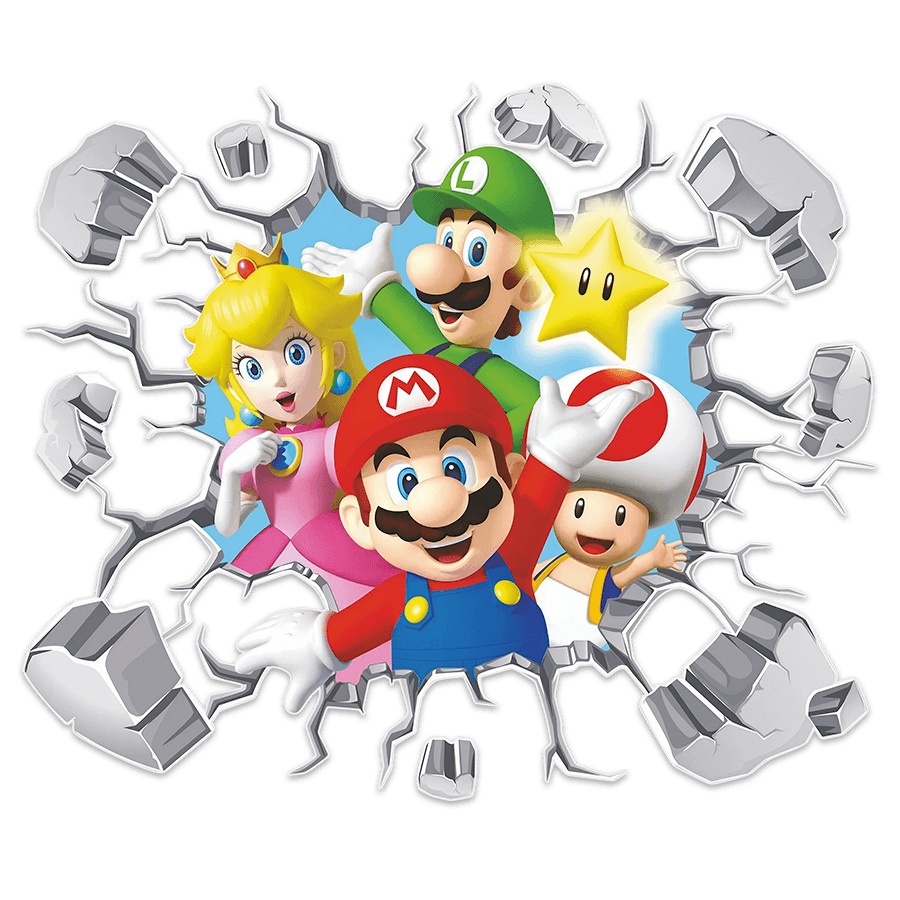 Vinilos Infantiles: Agujero de pared Mario y amigo