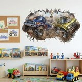 Vinilos Infantiles: Agujero de Muro Monster Trucks en Competición 6
