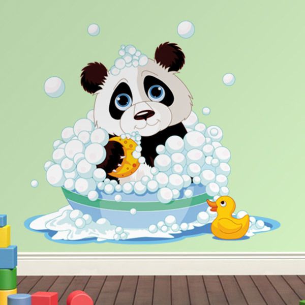Vinilos Infantiles: Oso panda en la bañera