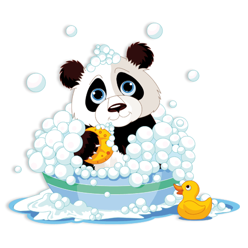 Vinilos Infantiles: Oso panda en la bañera
