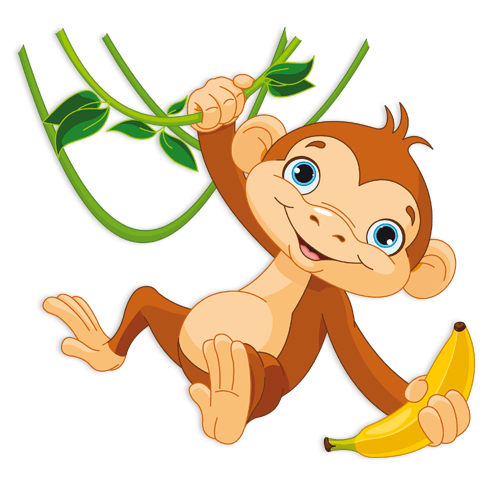Vinilos Infantiles: Monito con banana en la rama