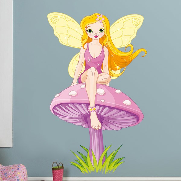 Vinilos Infantiles: Hada sentada sobre seta 2