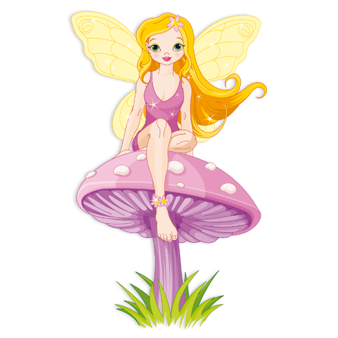 Vinilos Infantiles: Hada sentada sobre seta 2