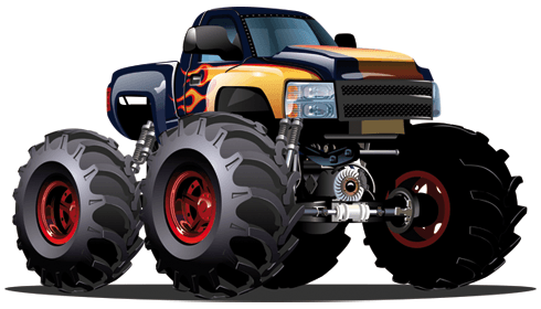 Vinilos Infantiles: Monster Truck azul oscuro y naranja