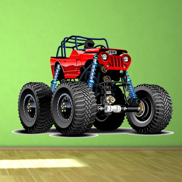 Vinilos Infantiles: Monster Truck Safari rojo