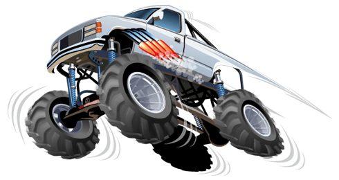 Vinilos Infantiles: Monster Truck blanco con salto