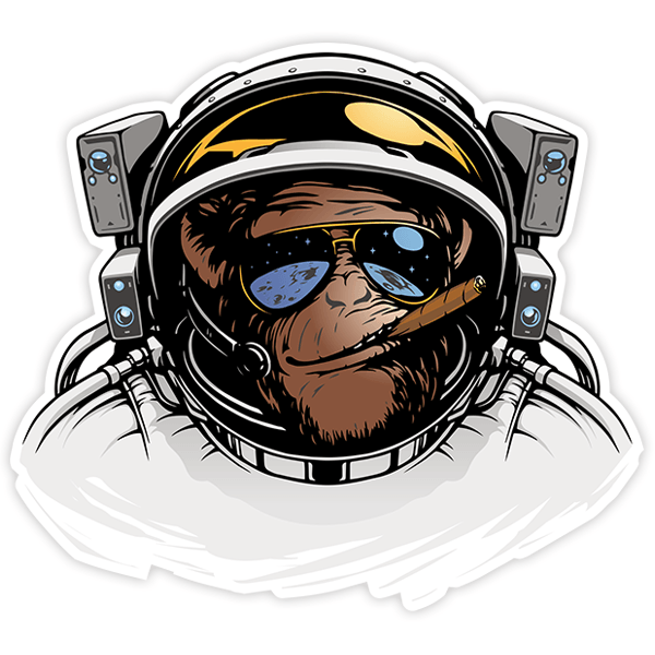 Pegatinas: Mono con traje espacial