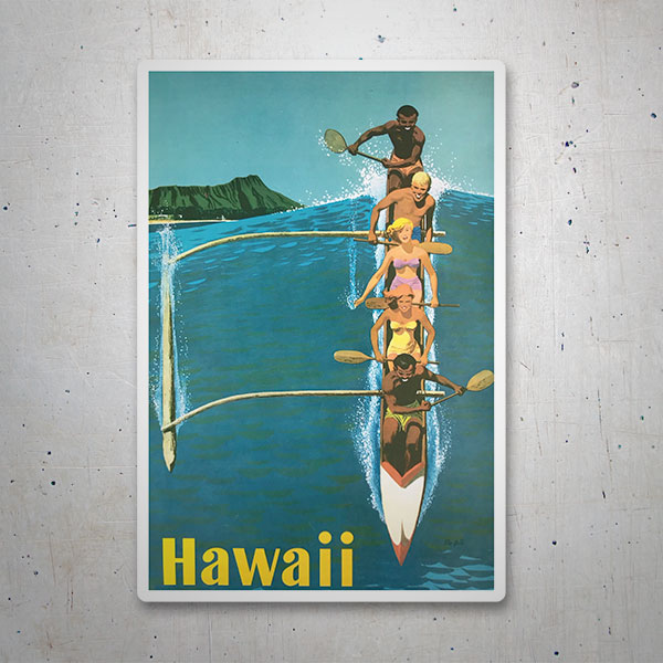 Pegatinas: Canoa en el mar de Hawai