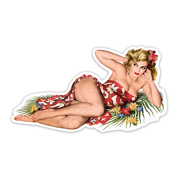 Pegatinas: Chica Pin Up Hawaiana