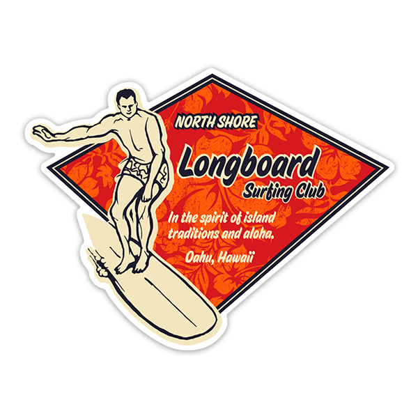 Pegatinas: Longboard Surfing Club Hawaii