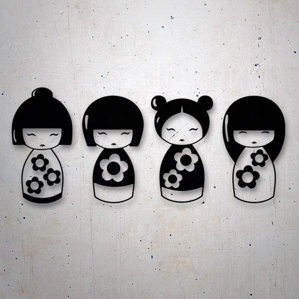 Pegatinas: Muñecas Japonesas Kokeshi