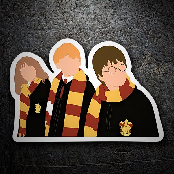 Pegatina Harry, Hermione y Ron en Hogwarts