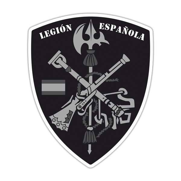 Pegatinas: Escudo Legión Española blanco y negro