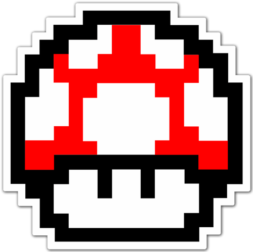 Pegatinas: Mario Bros Seta Pixel Rojo