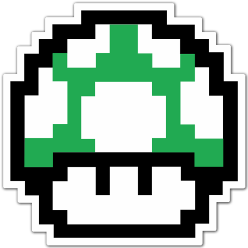 Pegatinas: Mario Bros Seta Pixel Verde