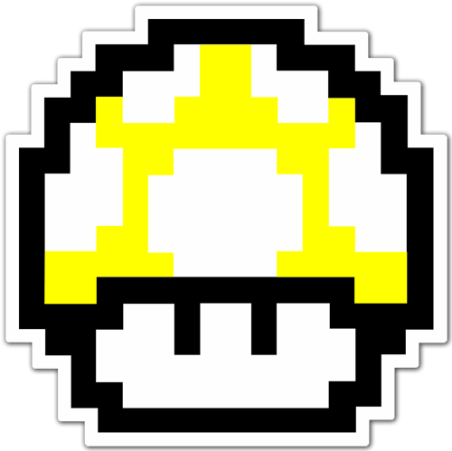 Pegatinas: Mario Bros Seta Pixel Amarillo