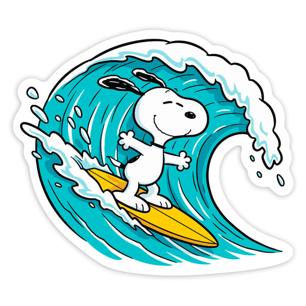 Pegatinas: Snoopy Surfing Wave