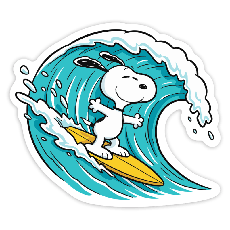 Pegatinas: Snoopy Surfing Wave