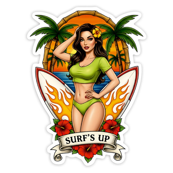 Pegatinas: Chica Surf’s Up Pin-Up Tropica